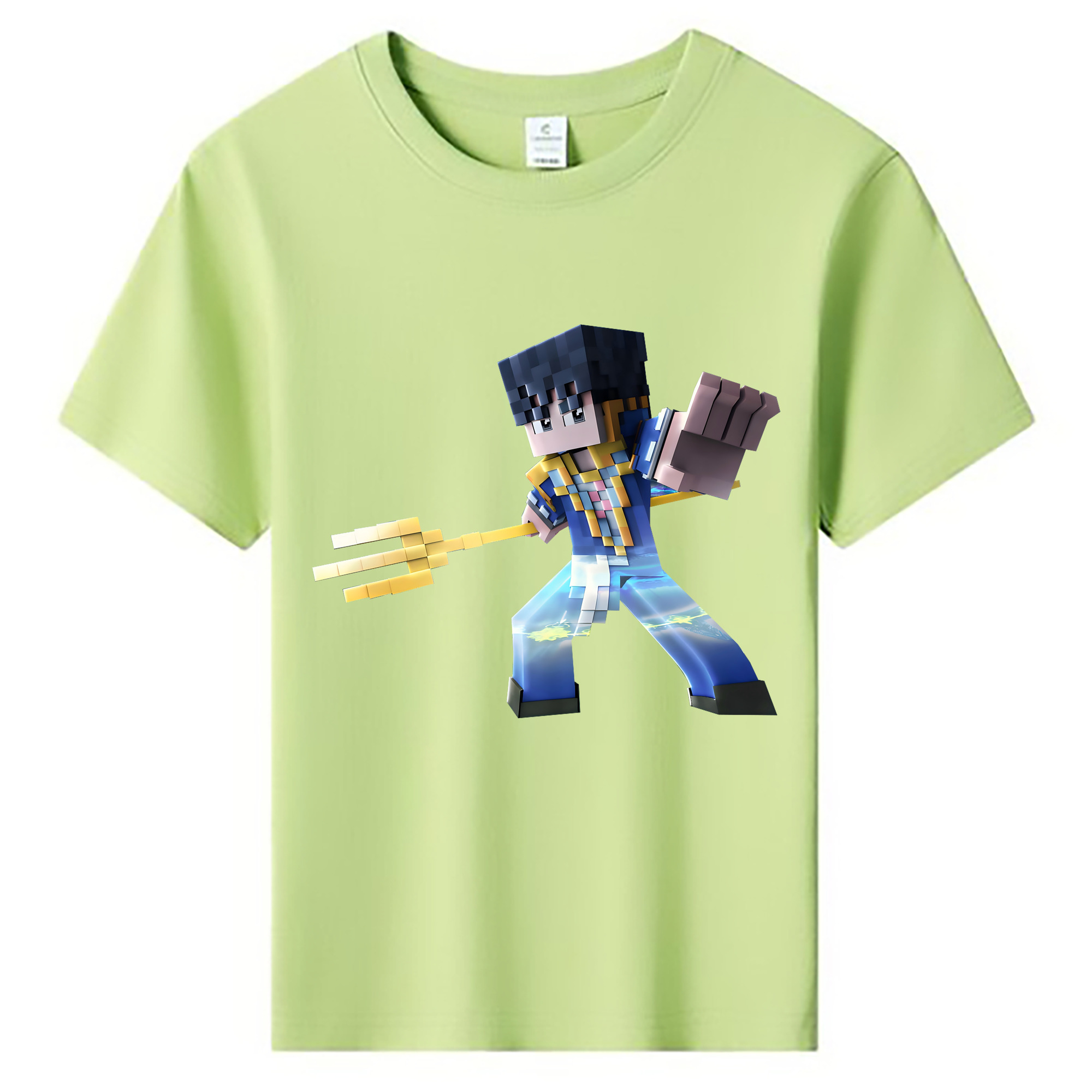 （画像用） マインクラフト ブロックの世界 Minecraft MC Block world 綿100％キッズTシャツ（フロントプリント）